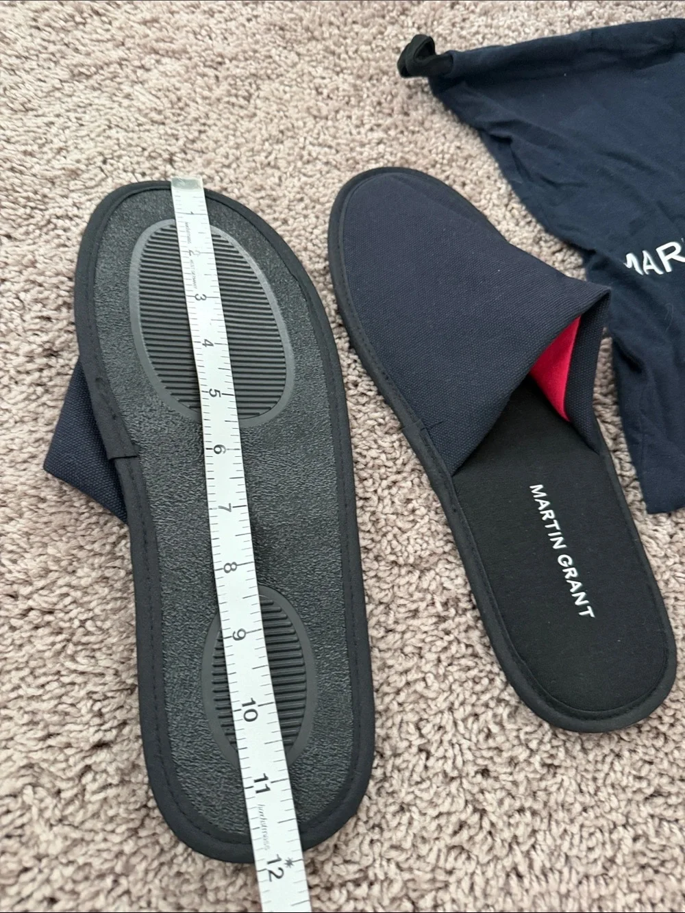 MARTIN GRANT Navy Slip-On Men’s Slides with Red Accent